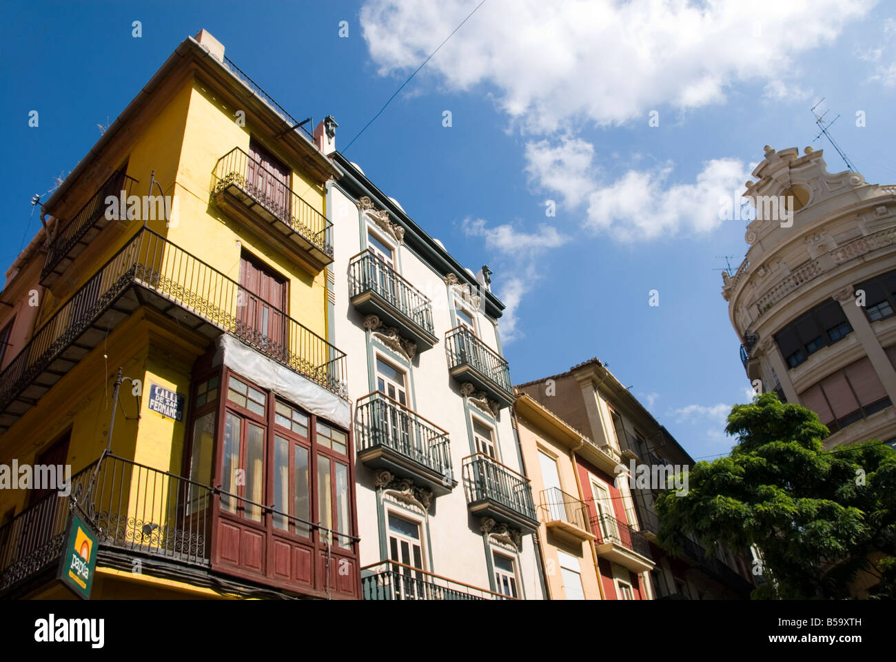 Vecchie case nel centro storico di Valencia Spagna Foto Stock