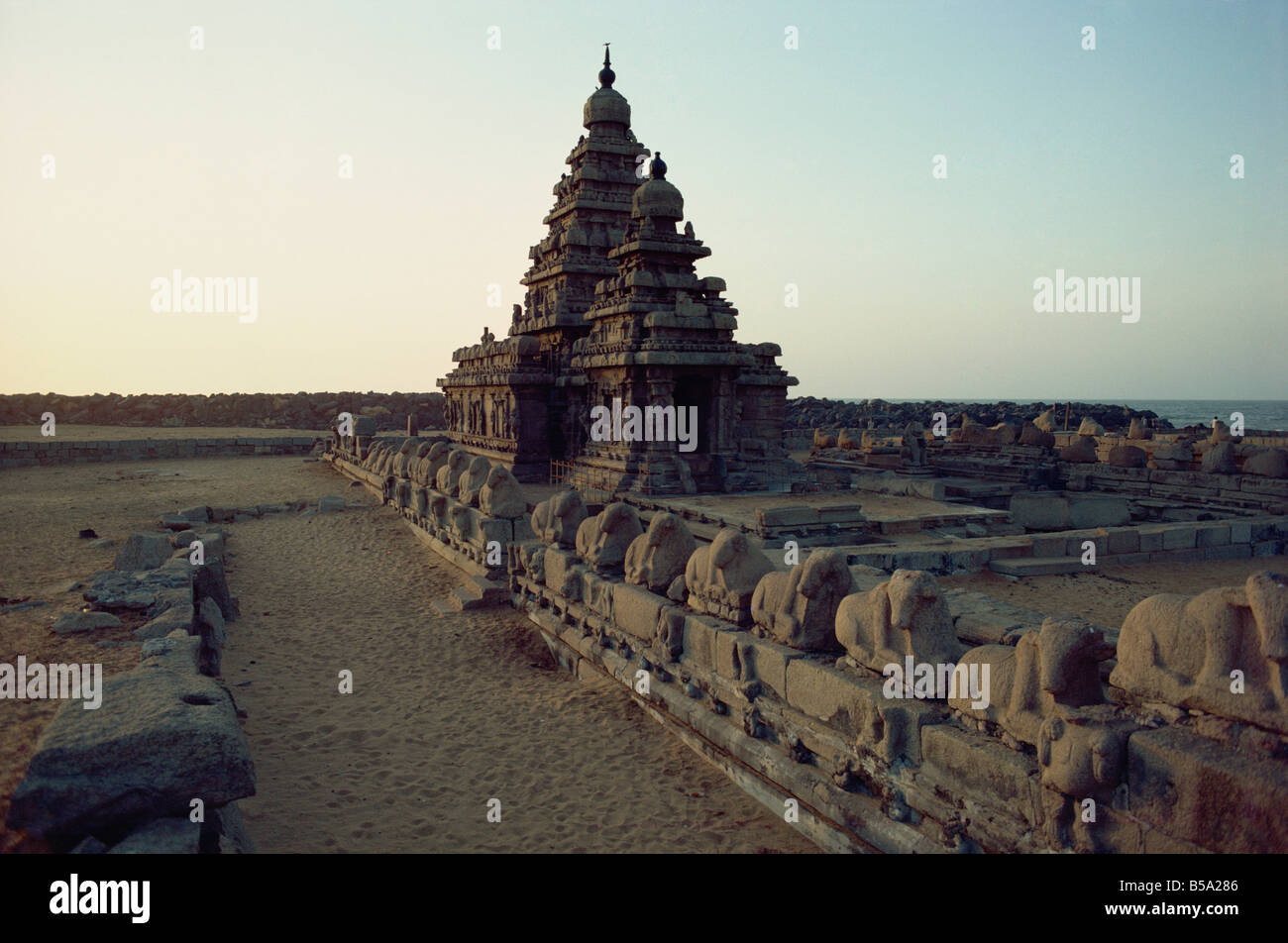 Tempio Shore Mahabalipuram UNESCO World Heritage Site stato federato di Tamil Nadu India Asia Foto Stock