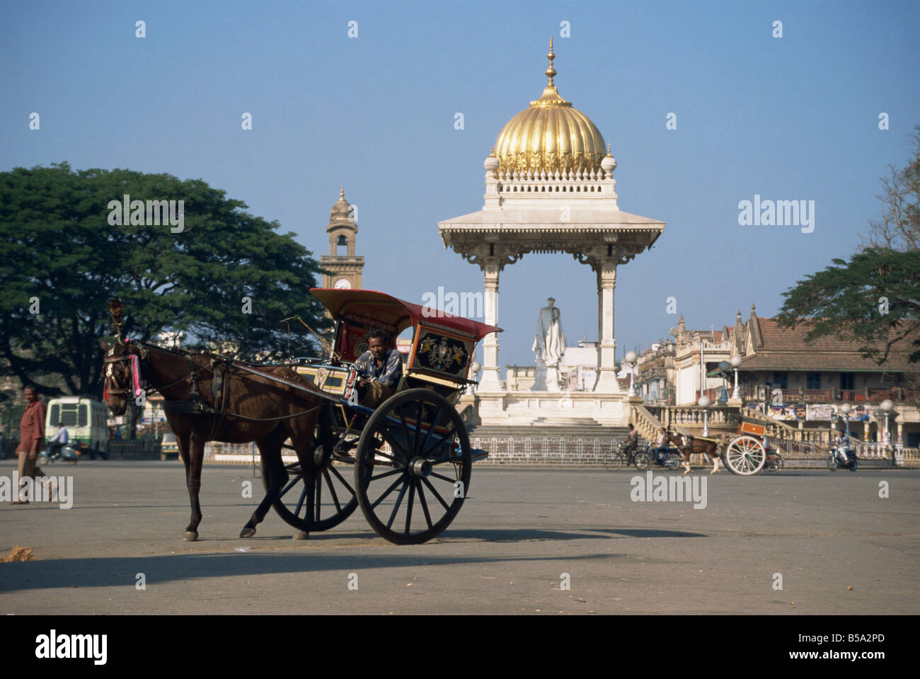 Cavallo e carrello Mysore lo stato di Karnataka India Asia Foto Stock