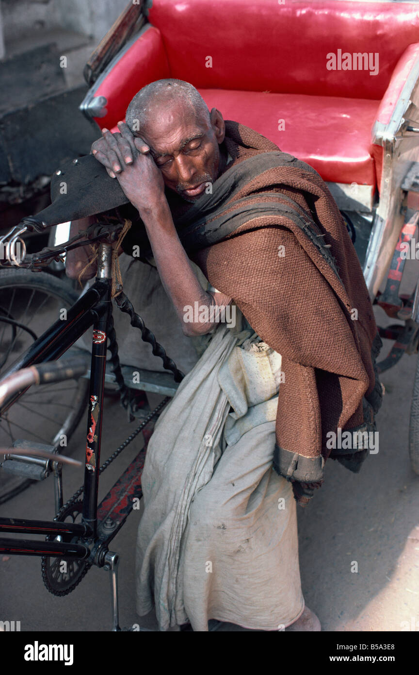 Ciclo driver rickshaw India Asia Foto Stock