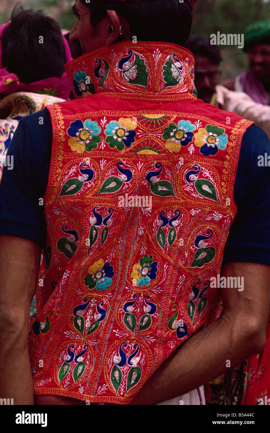 Gilet colorati Rabari popolo tribale Gujarat India Asia Foto Stock