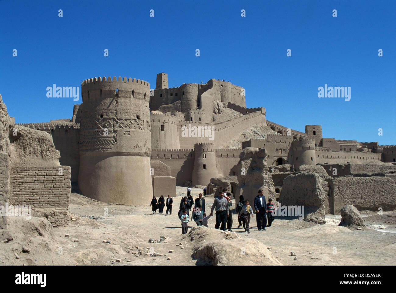 Medievale in mattoni di fango in città con il XVII secolo Safavid cittadella, Arg-e Bam Bam, Sito Patrimonio Mondiale dell'UNESCO, Iran, Medio Oriente Foto Stock