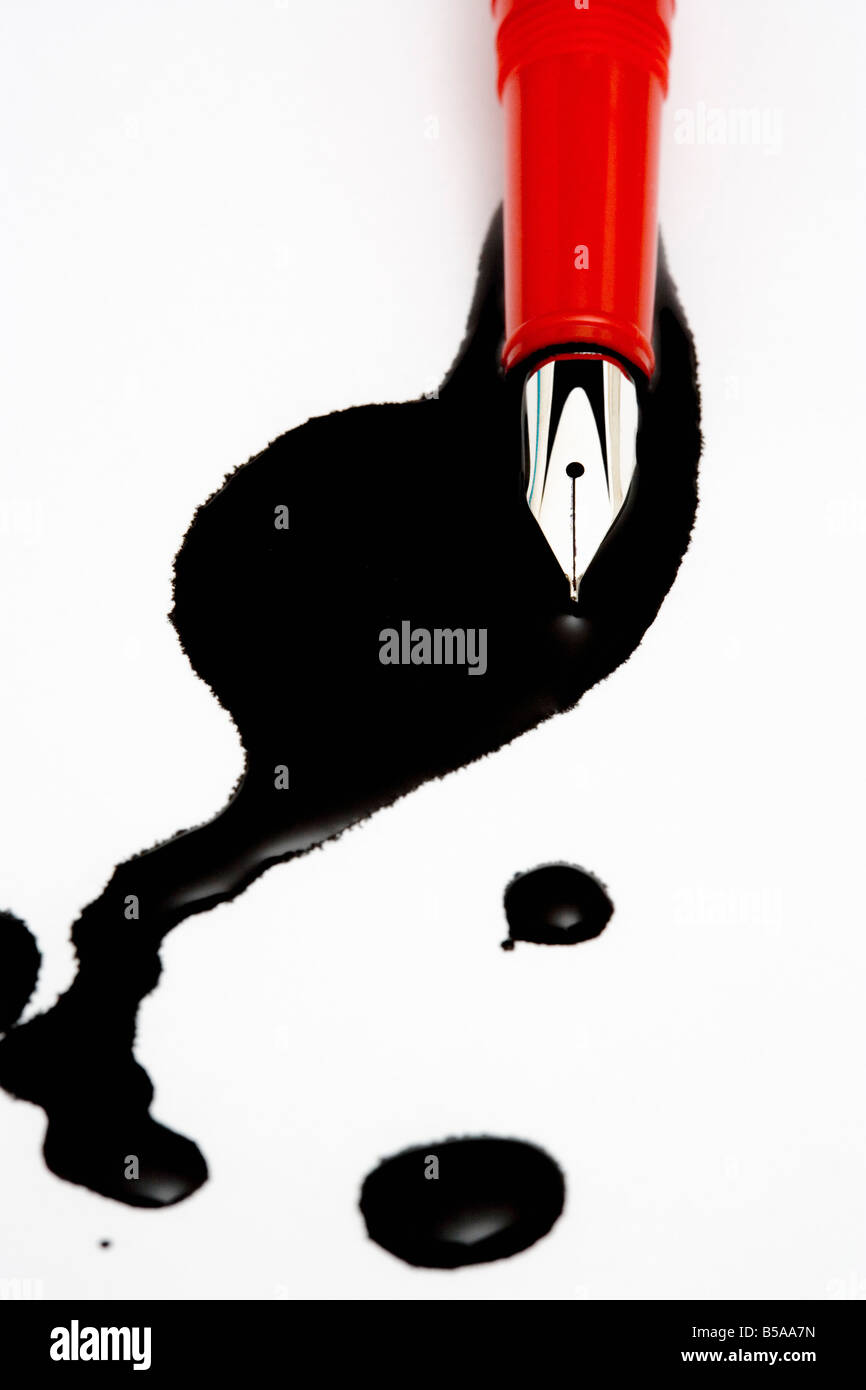 Penna e inchiostro perde close up Foto Stock