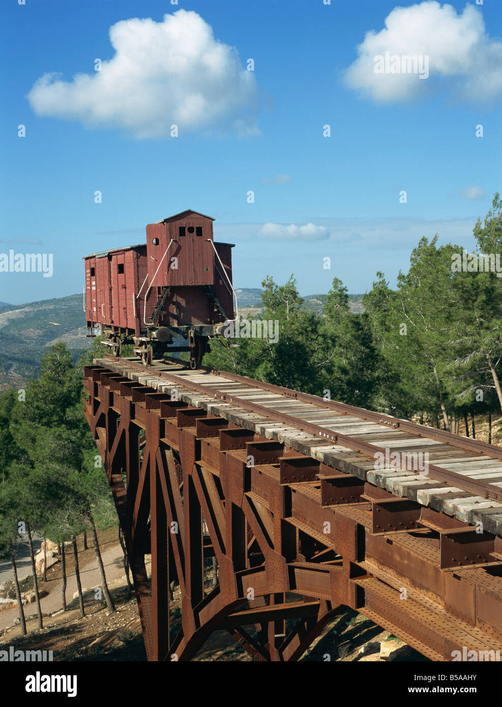 Carro di Auschwitz, Yad Vashem - il memoriale dell'Olocausto, Gerusalemme, Israele, Medio Oriente Foto Stock