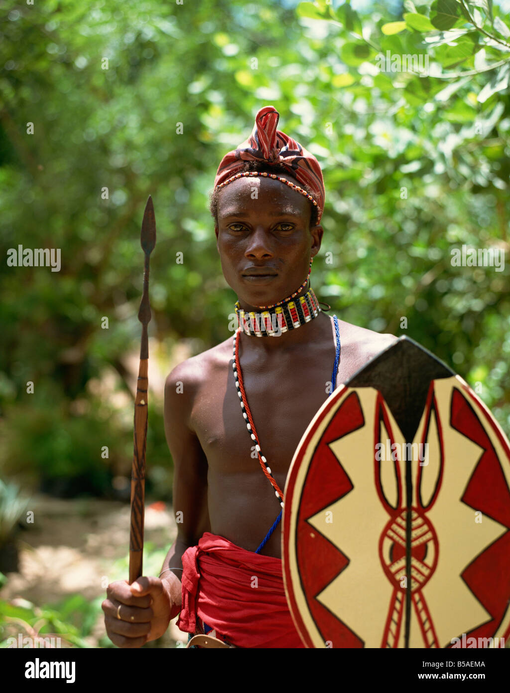 Guerriero Masai Kenya East Africa Africa Foto Stock