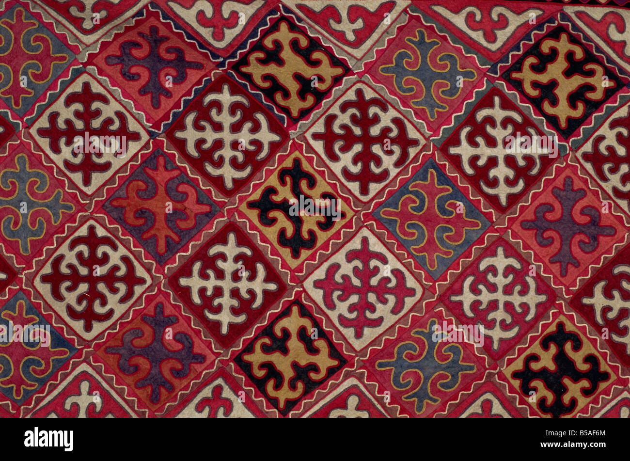 Tradizionale feltro Kirghiz da parete, Bishkek, Kirghizistan, Asia centrale Foto Stock