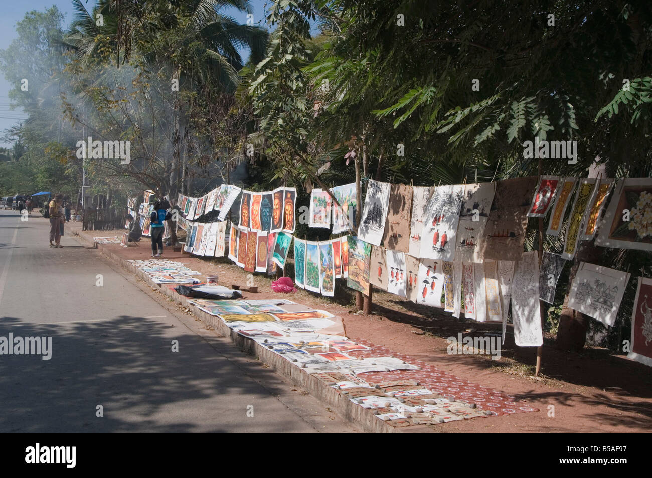 Dipinto a mano poster, Luang Prabang, Laos, Indocina, sud-est asiatico Foto Stock