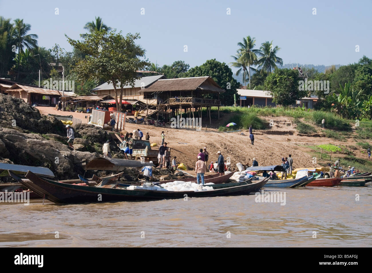 Il fiume Mekong, zona del Triangolo d'oro, Laos, Indocina, sud-est asiatico Foto Stock