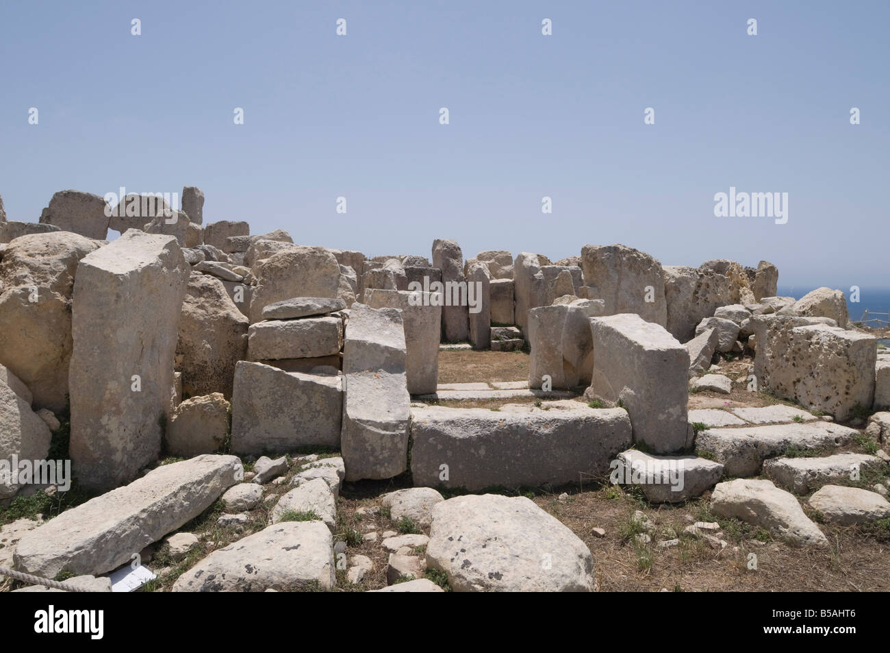 Hagar Qim, un tempio megalitico, Sito Patrimonio Mondiale dell'UNESCO, Malta, Europa Foto Stock