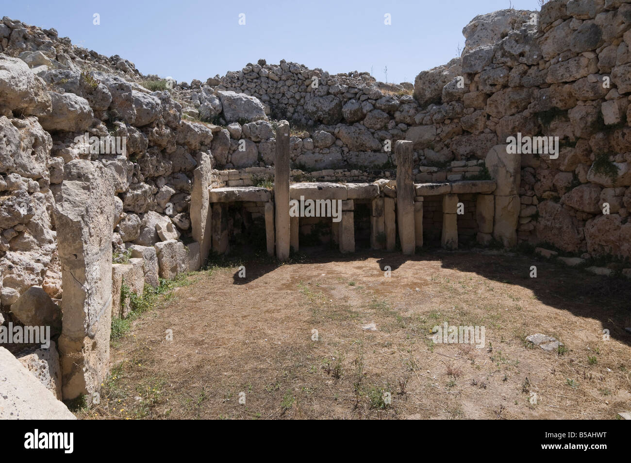 Ggantija, un tempio preistorico costruito attorno al 3000 A.C. circa, Sito Patrimonio Mondiale dell'UNESCO, Gozo, Malta, Europa Foto Stock