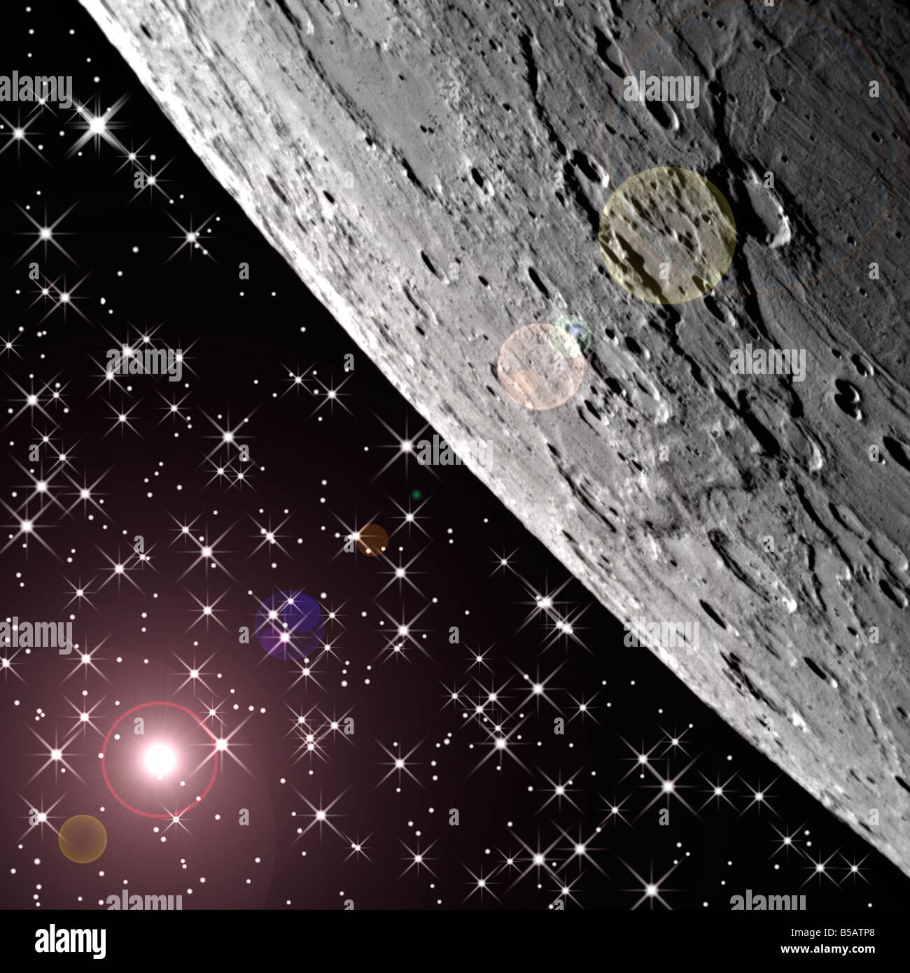 Il mercurio fotografata da telecamere robotiche in volo di un computer di missione generata stelle aggiunta a immagine Foto Stock
