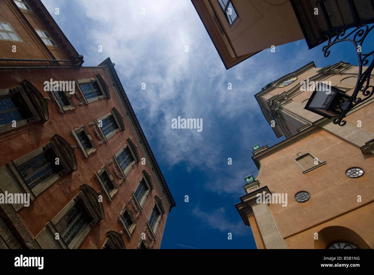 Dettaglio della città vecchia di Stoccolma con la chiesa Storkyrkan Foto Stock