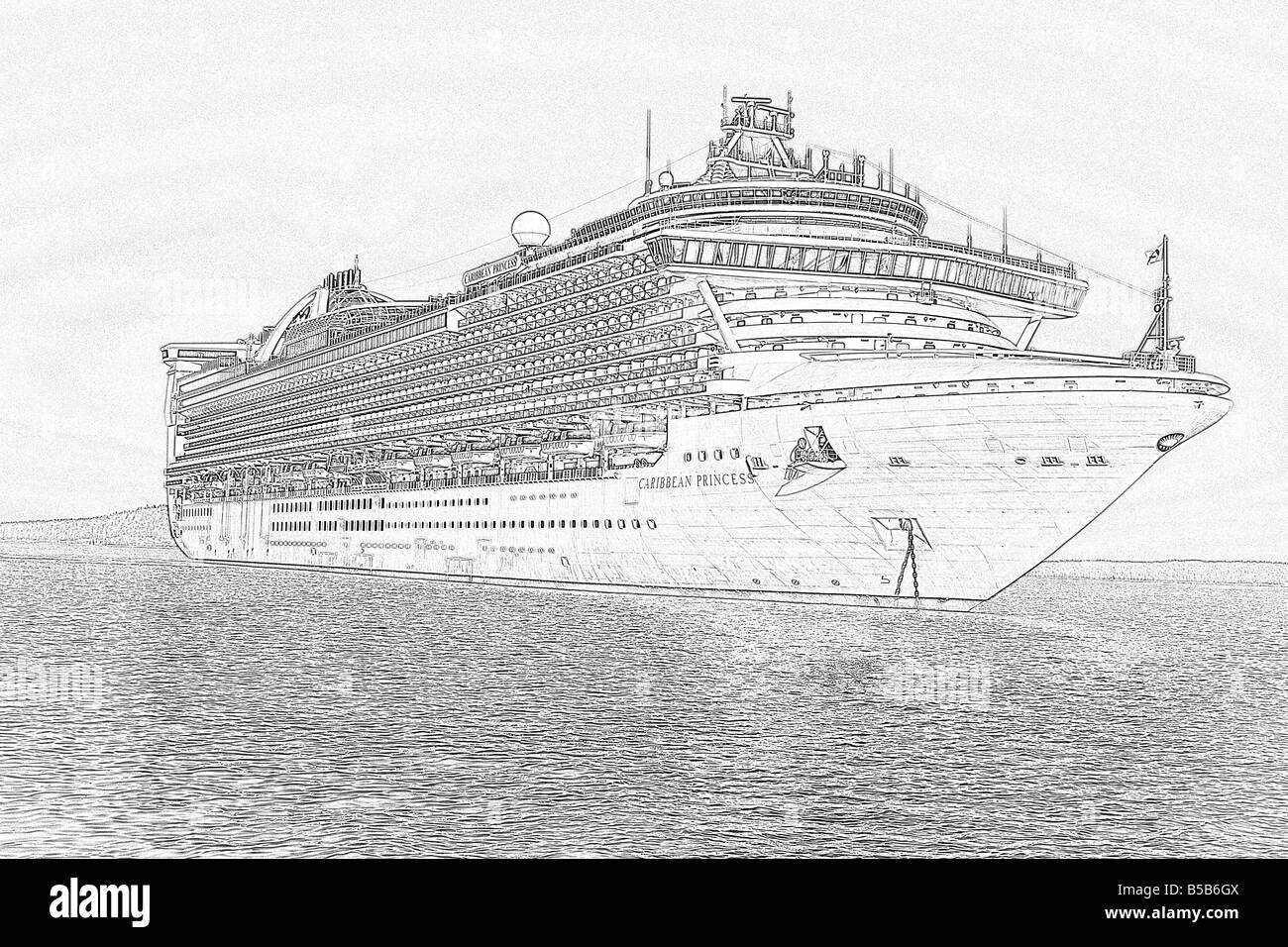 Disegno della nave da crociera Foto e Immagini Stock in Bianco e Nero -  Alamy