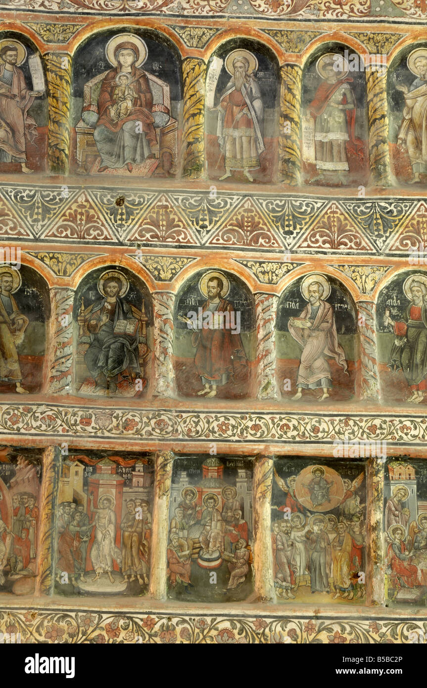 Affreschi della Chiesa principesca, Corte di Arges, Curtea de Arges, Valacchia, Romania, Europa Foto Stock