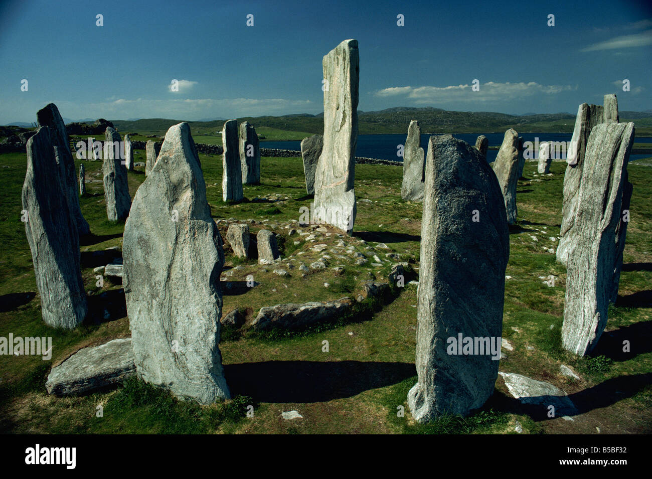 Callanish Standing Stones, Lewis, Ebridi Esterne, Scozia, Europa Foto Stock