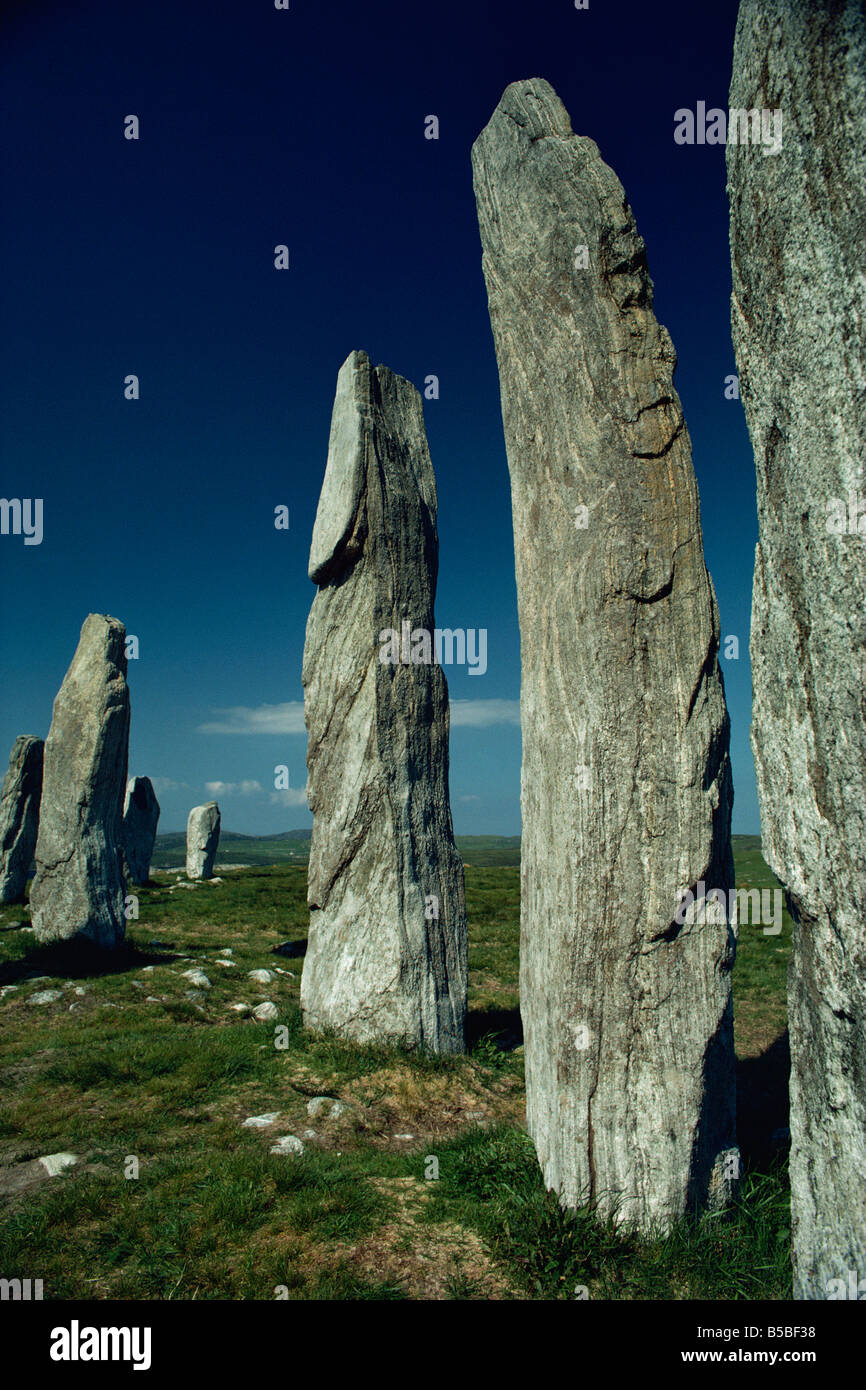 Callanish Standing Stones, Lewis, Ebridi Esterne, Scozia, Europa Foto Stock