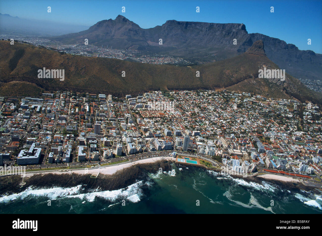 Vista dall'elicottero costa di Cape Town Cape provincia Sud Africa Africa Foto Stock