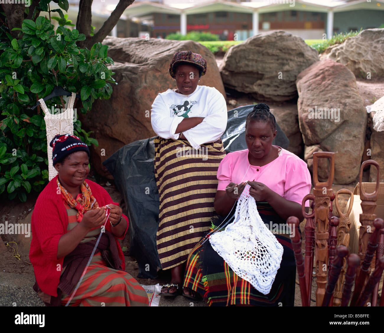 I fornitori di artigianato su Adderley Street, Città del Capo, Sud Africa e Africa Foto Stock