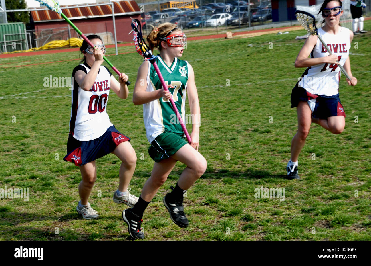 High school girls lacrosse Bowie Maryland Foto Stock