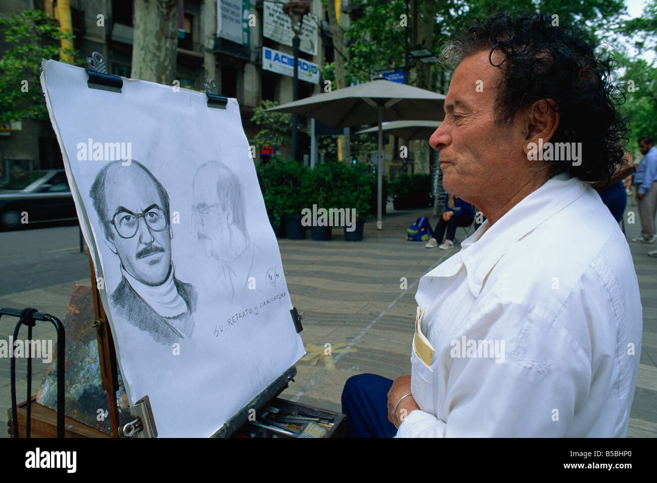 Artista di strada, Rambla de Sant Josep, Barcellona, in Catalogna, Spagna, Europa Foto Stock