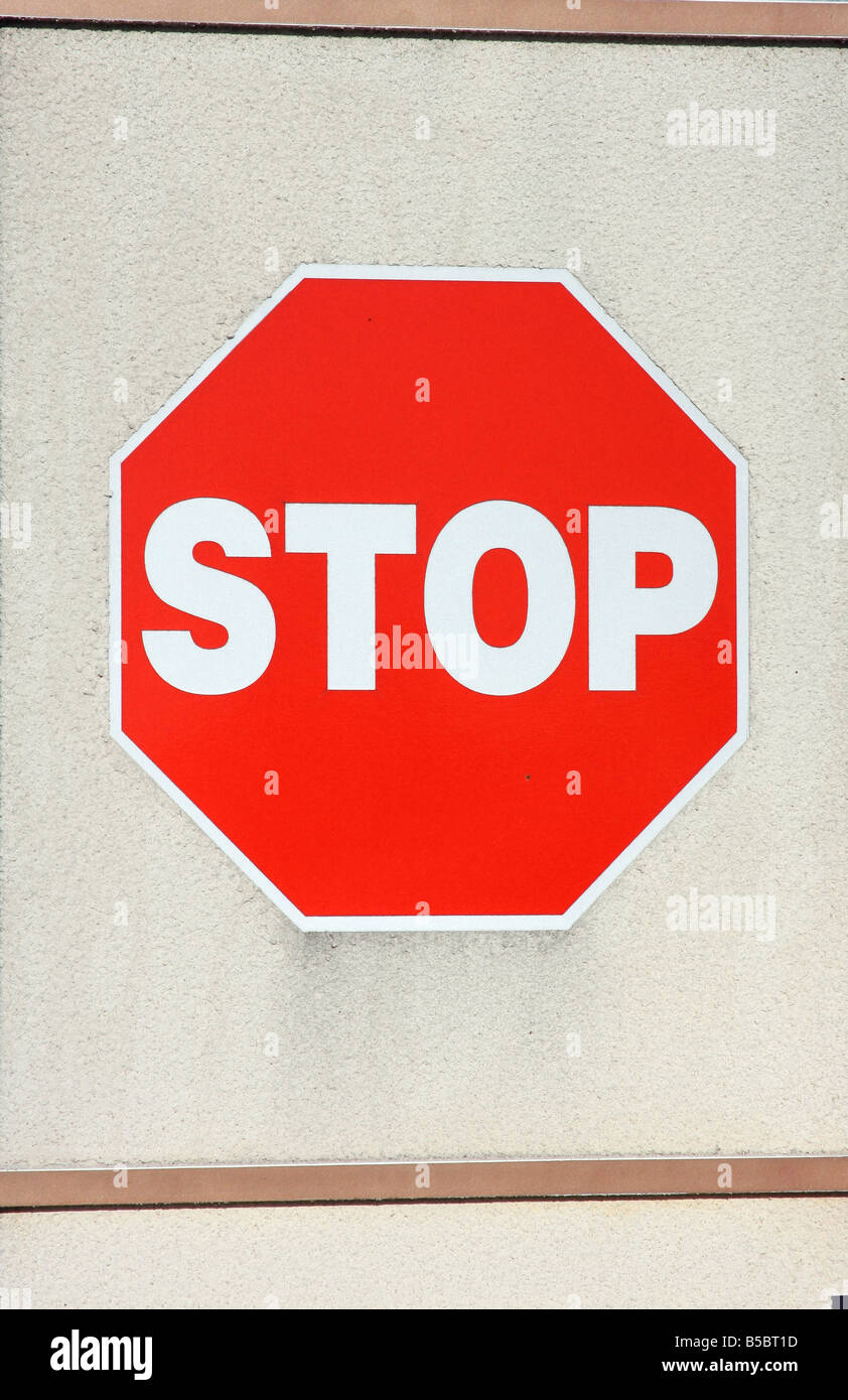 Un segnale di stop in un hotel di Branson Missouri Foto Stock