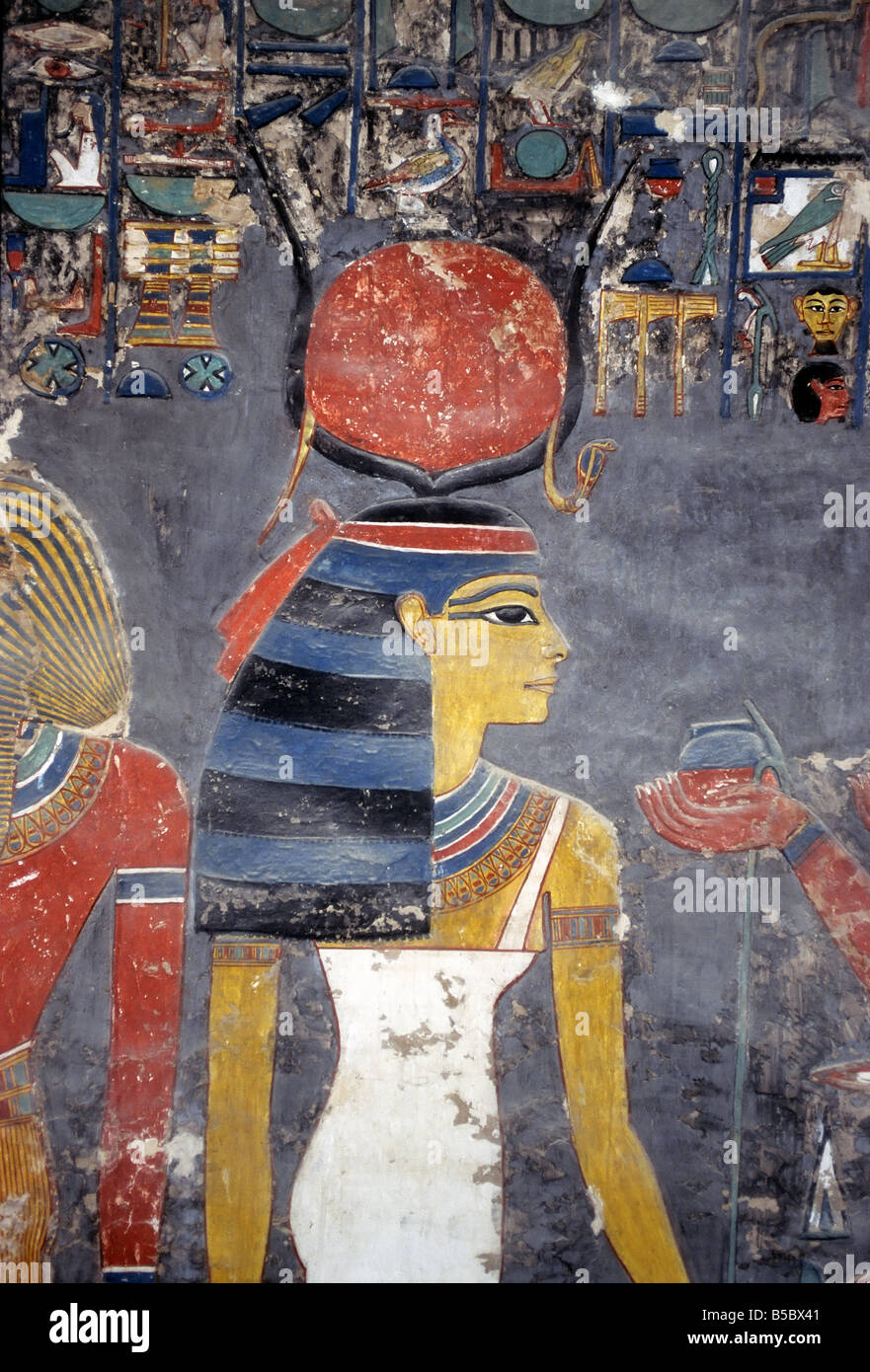 Pittura murale nella tomba del re Horemheb e la Valle dei Re, Luxor, Egitto Foto Stock