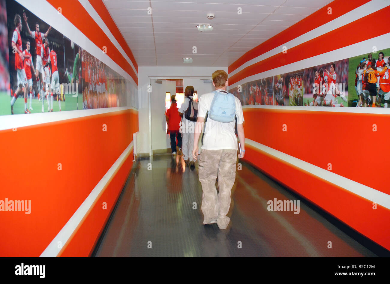 Corridoio all'Arsenal Emirates Stadium di Londra Foto Stock