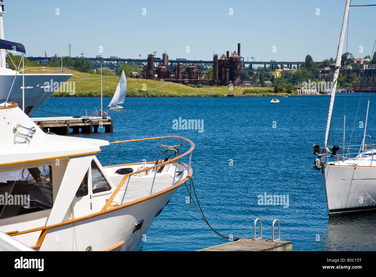 Lavori Gas Parco sulle estremità nord del Lago di unione a Seattle, Washington Foto Stock