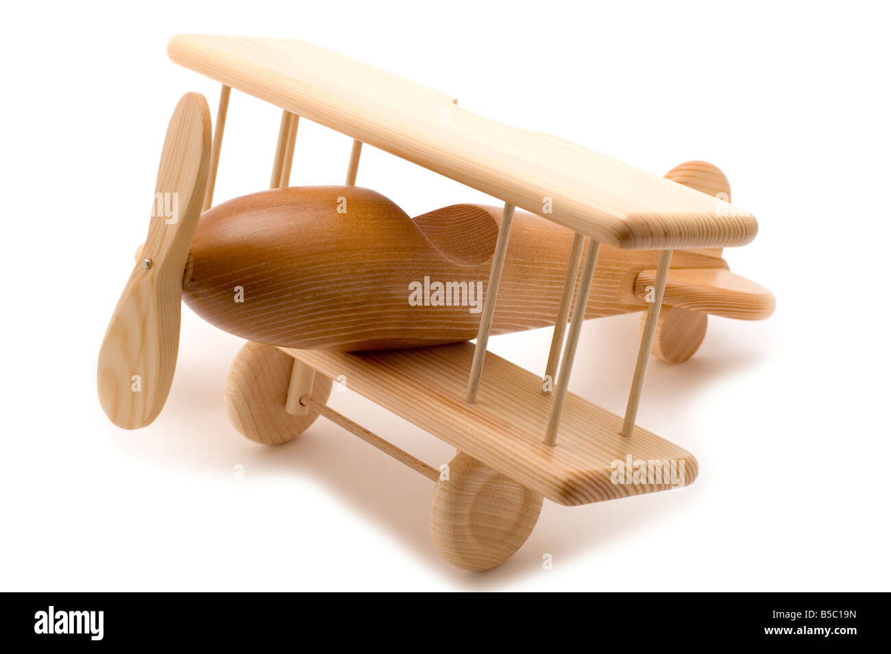 Oggetto in legno bianco aeroplano giocattolo Foto Stock