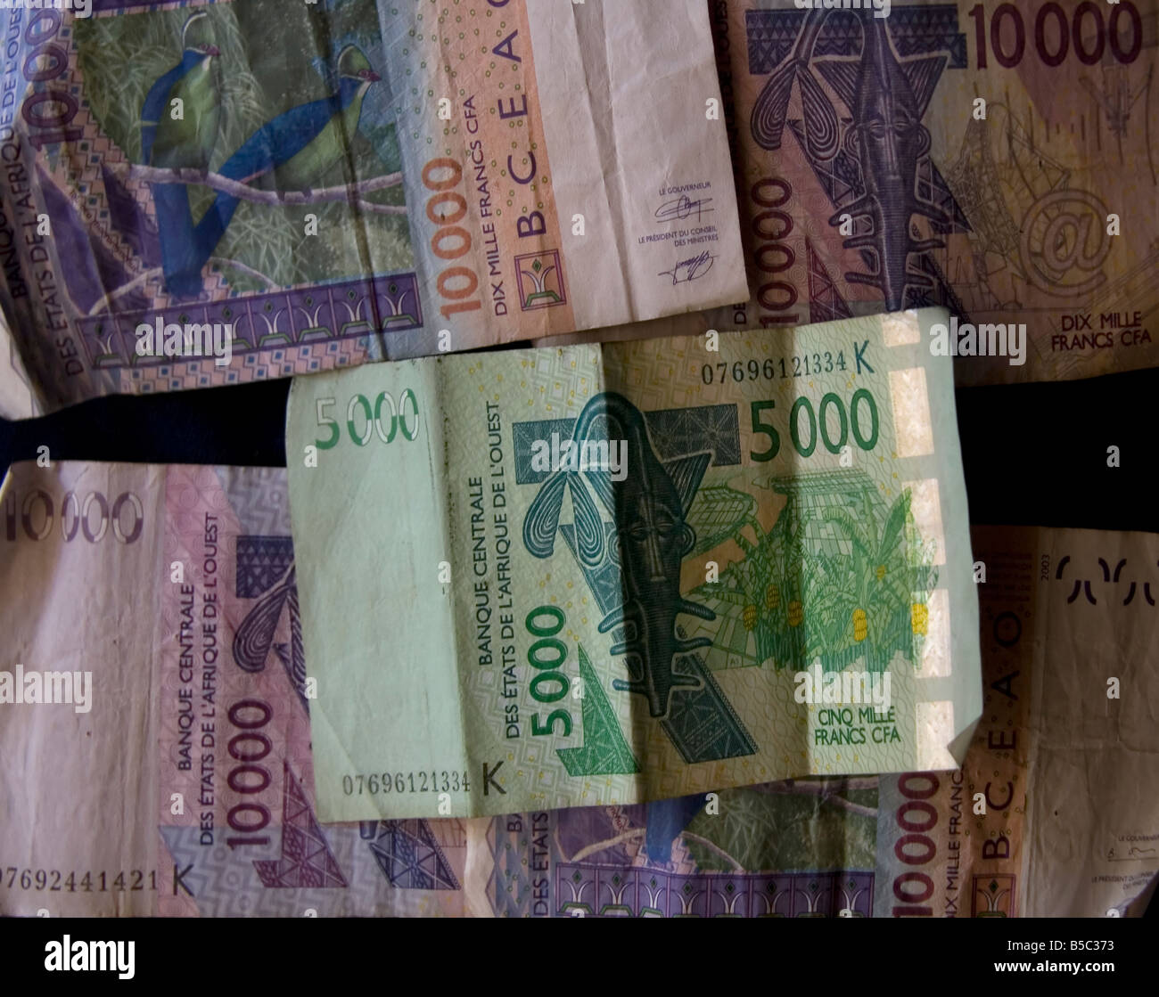 Franchi CFA delle banconote utilizzate in Senegal Foto Stock