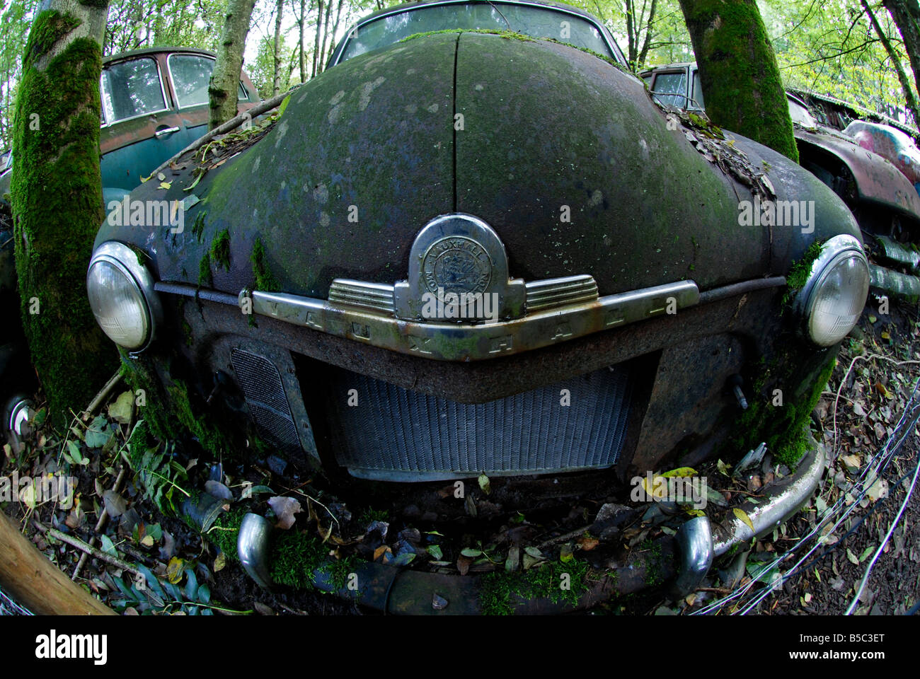 Un vecchio Vauxhall si siede grining a Autofriedhof Gurbetal svizzera Foto Stock