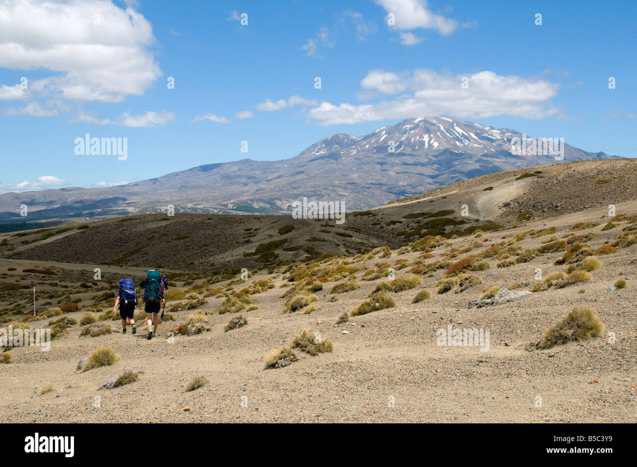 Il Monte Ruapehu dal deserto Rangipo, Tongariro circuito nord, nord Isola, Nuova Zelanda Foto Stock