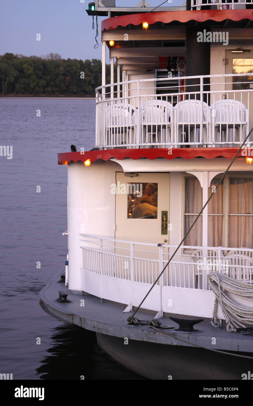 Il Mark Twain vapore Nave a pale sul fiume Mississippi Annibale Missouri Foto Stock