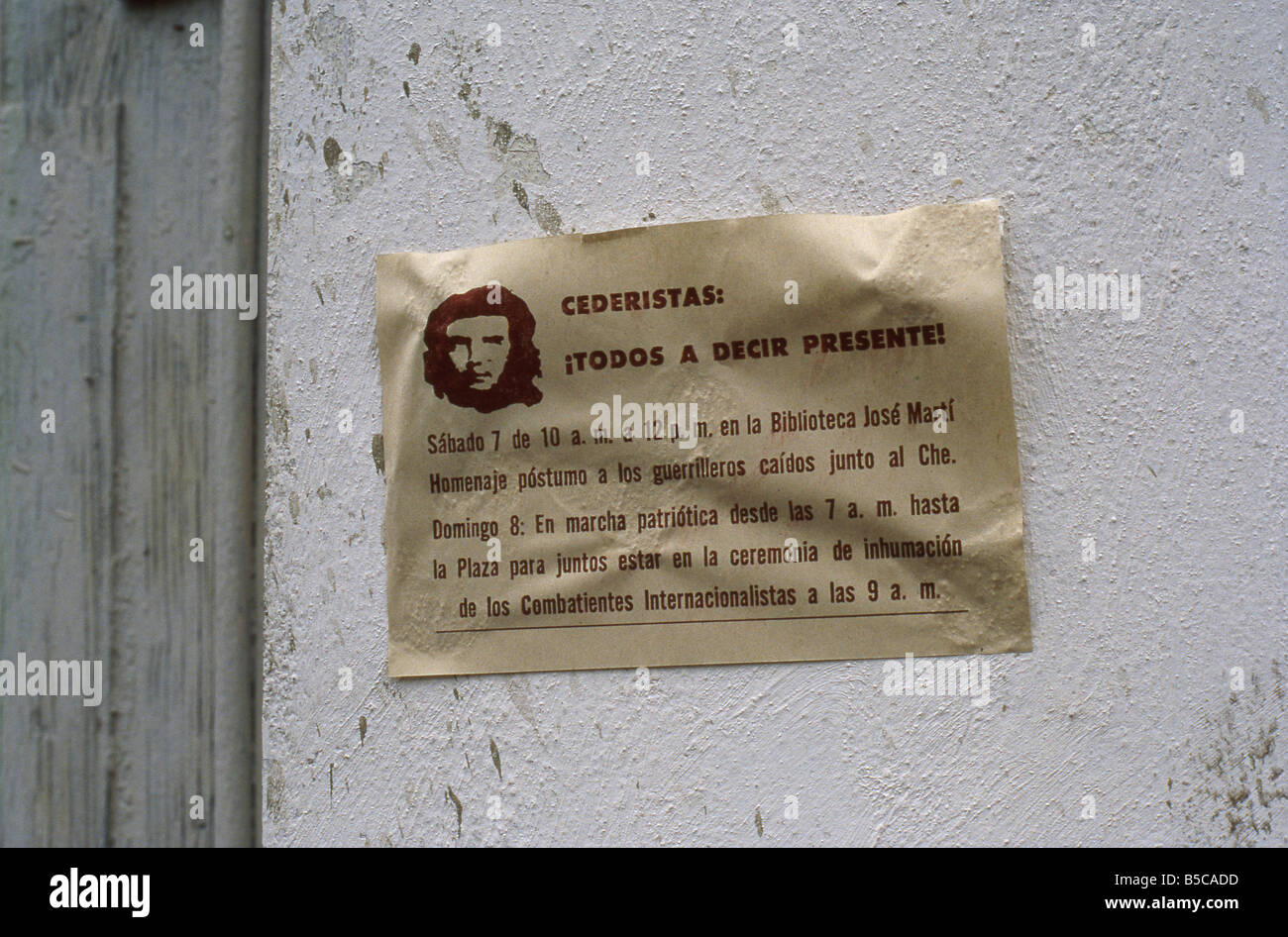 Cuba, Santa Clara, segno, slogan politici,fly-foglio, che guevara cerimonia Foto Stock