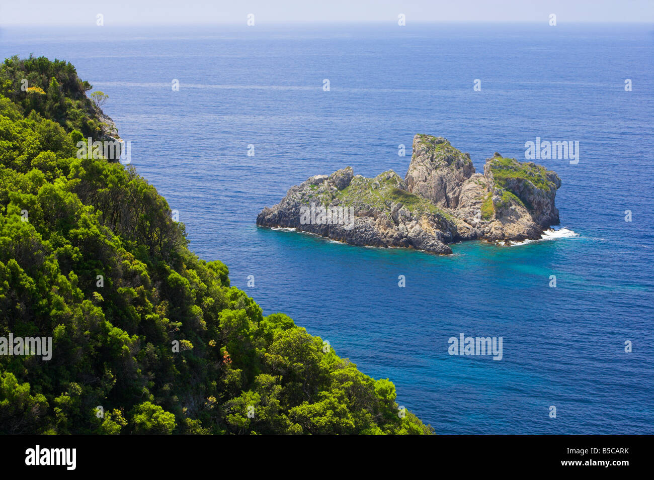 Piccola isola di Corfù Foto Stock