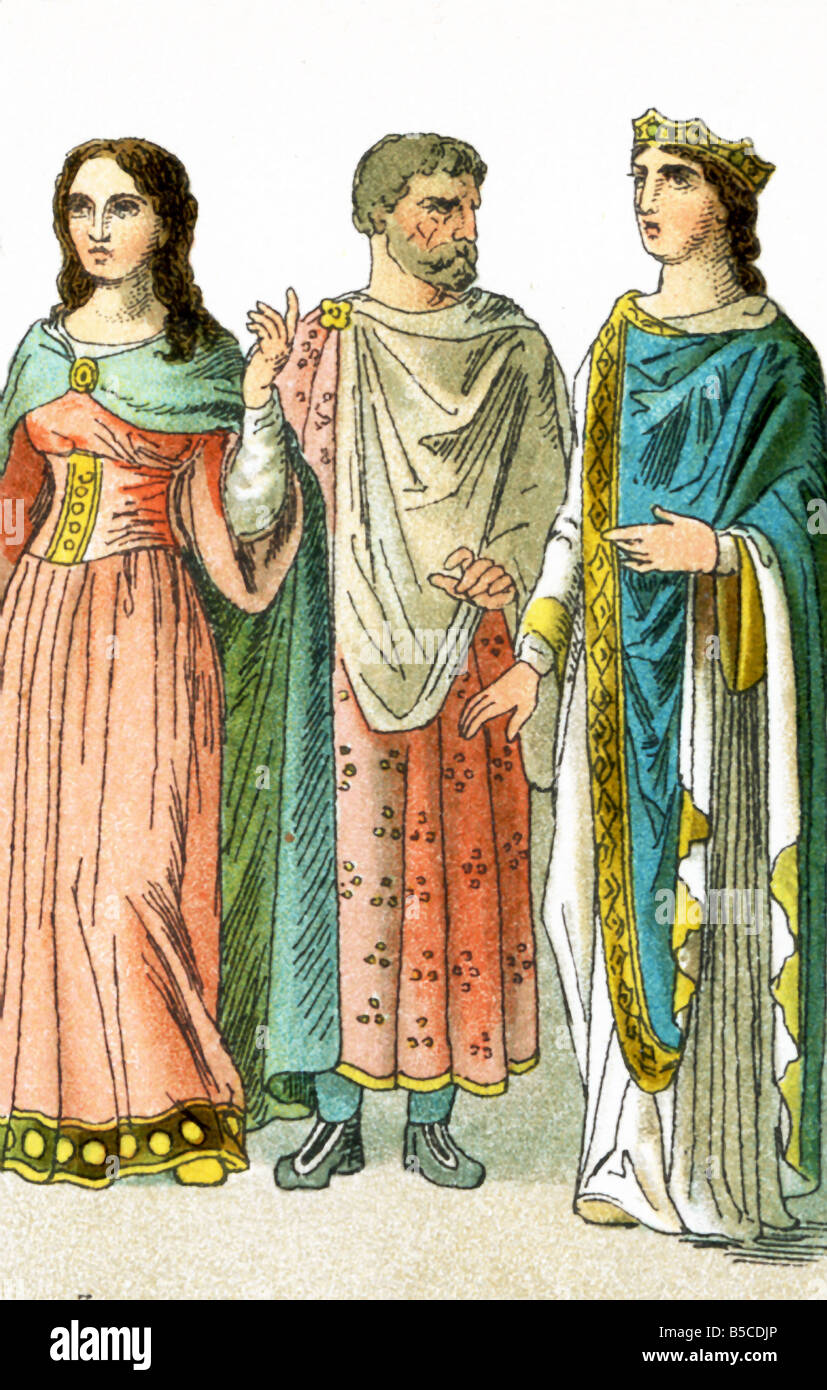 Regina di Francia e di classe superiore di un uomo e di una donna circa A.d. 900 Foto Stock