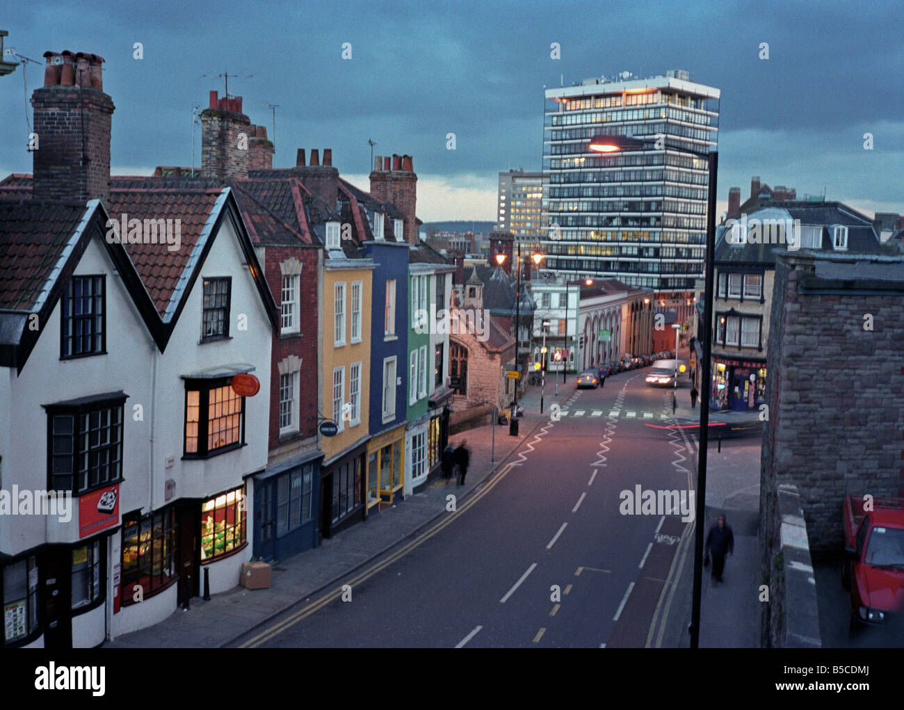 Colston Street, Bristol, crepuscolo Foto Stock