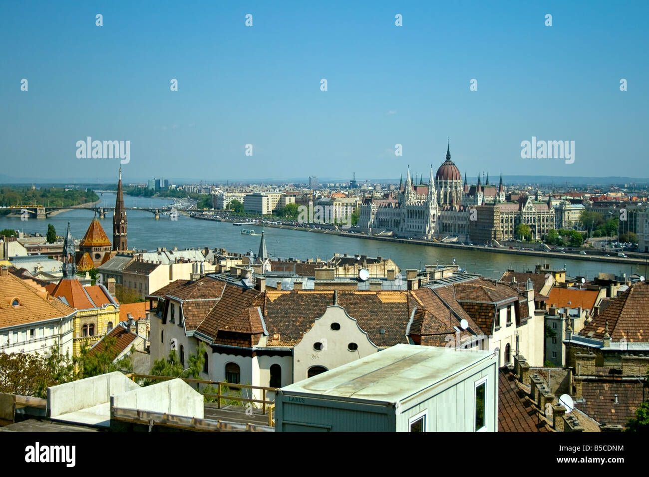 Budapest panorama del Danubio e del Palazzo del Parlamento Foto Stock