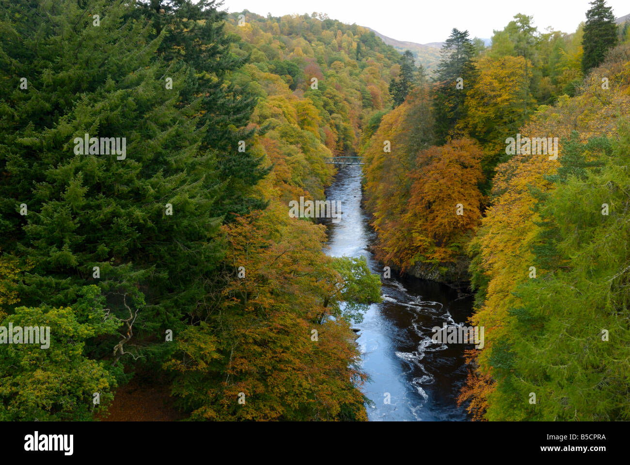 Colore di autunno sul fiume Garry a Killiecrankie, Perthshire Scozia Scotland Foto Stock