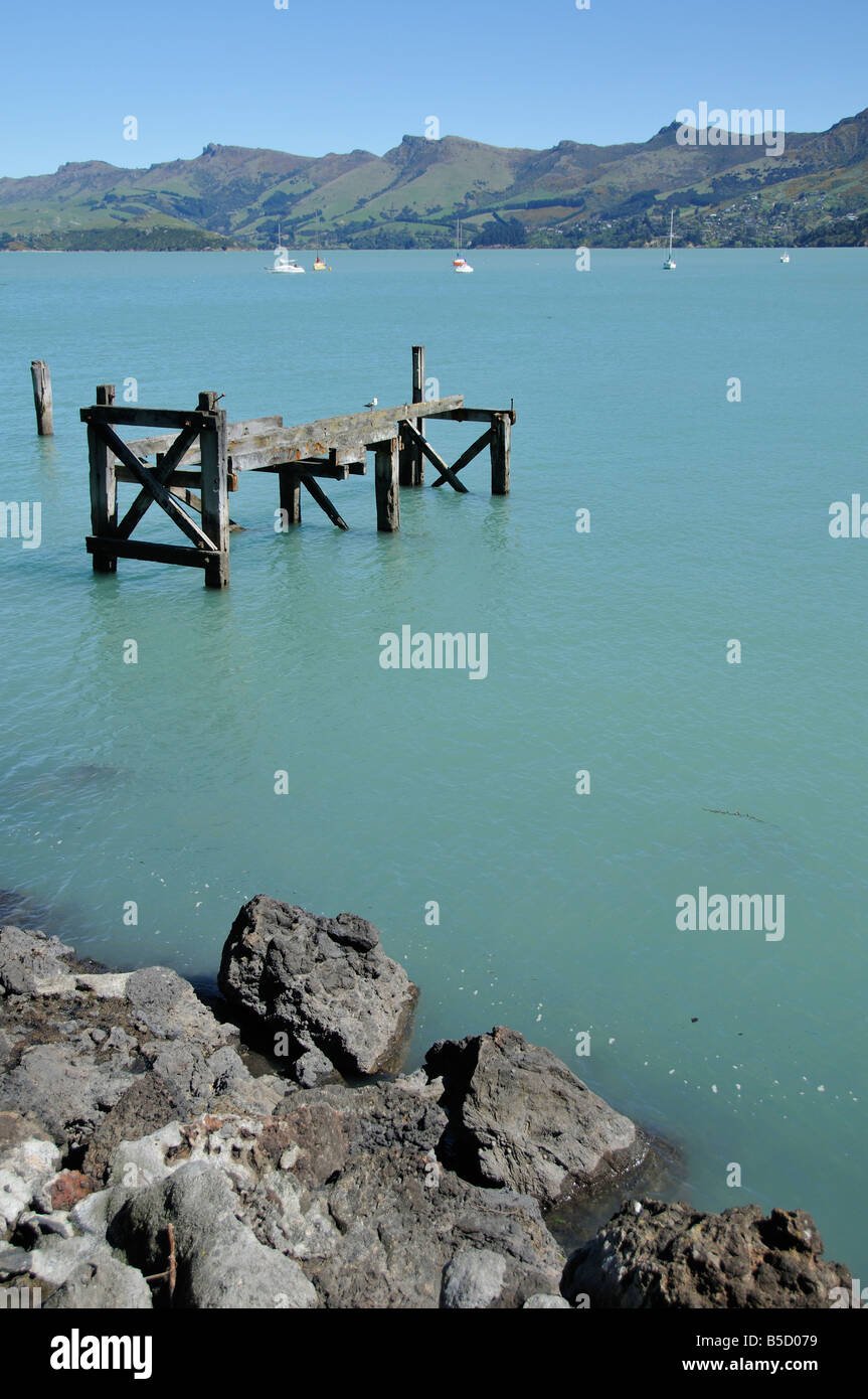 Vista su tutta la baia Corsair, Port Hills, Penisola di Banks, Nuova Zelanda Foto Stock