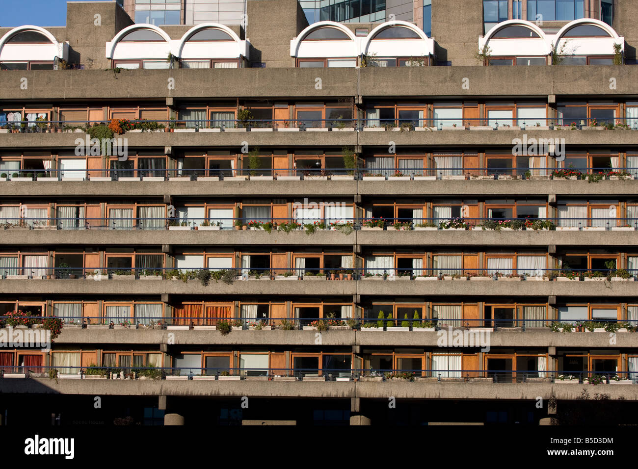 Velocità Appartamento Casa bloccano il Barbican Centre London Inghilterra England Foto Stock