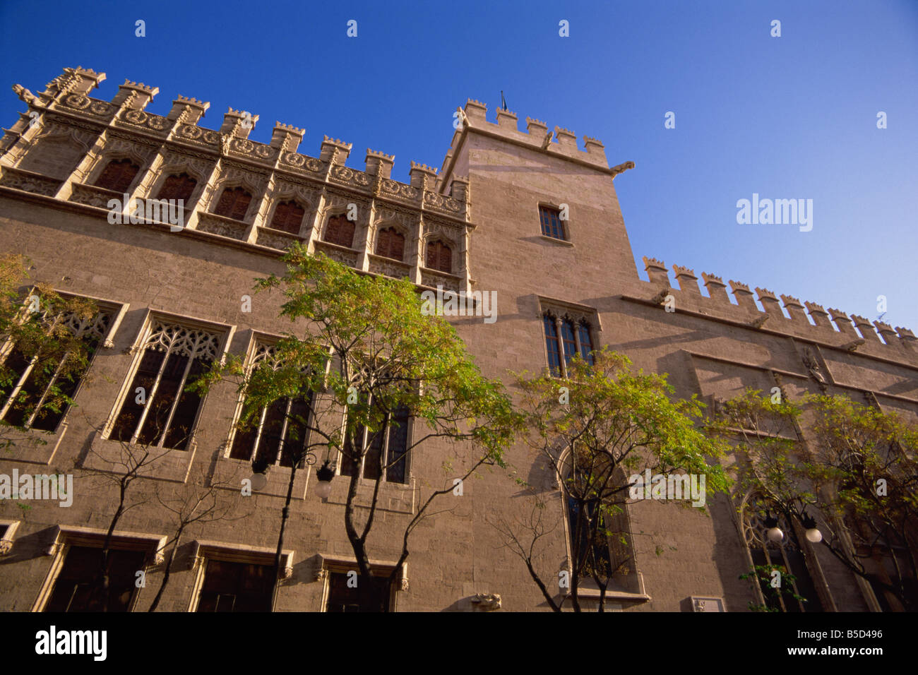 Esterno della Lonja de la Seda (seta), il Sito Patrimonio Mondiale dell'UNESCO, Valencia, Spagna, Europa Foto Stock
