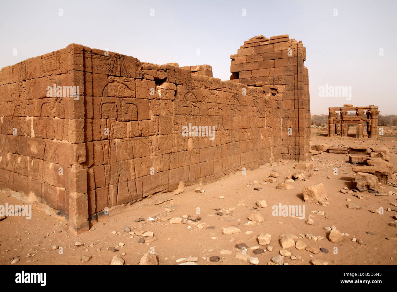 Il Tempio di Lion, uno dei templi Meroitic di Naqa, Sudan, Africa Foto Stock