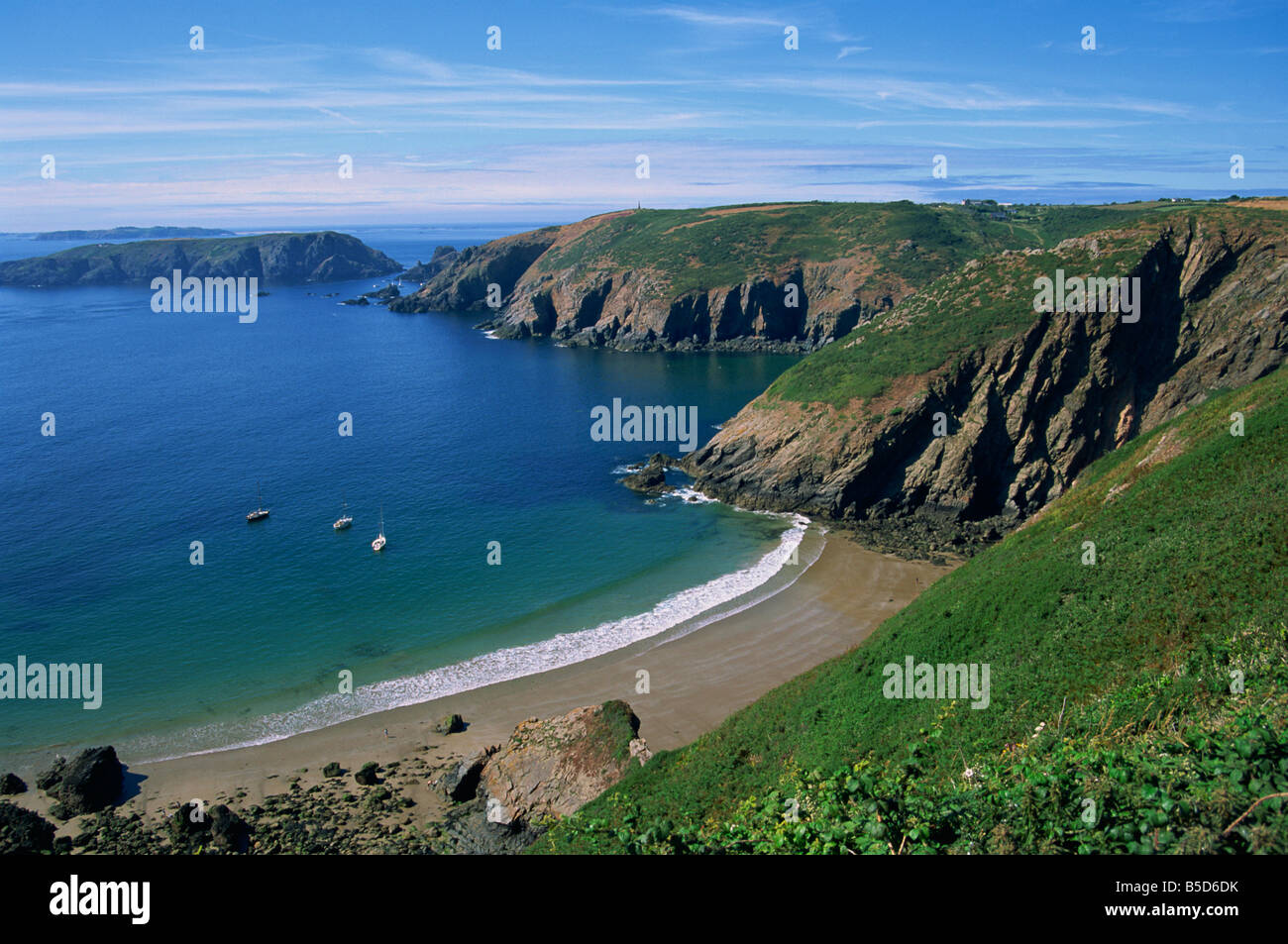 Veduta aerea spiaggia presso La Grande Greve Sark Isole del Canale della Manica UK J Lightfoot Firecrest foto Foto Stock