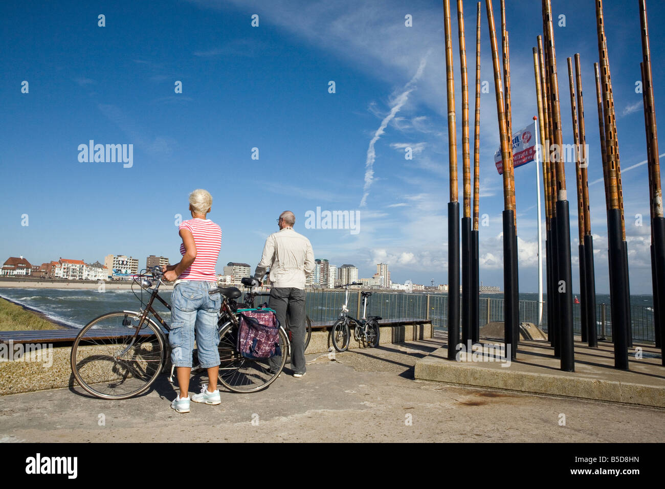 Bambù vento tubazioni a Vlissingen fronte mare Zeeland nei Paesi Bassi Foto Stock