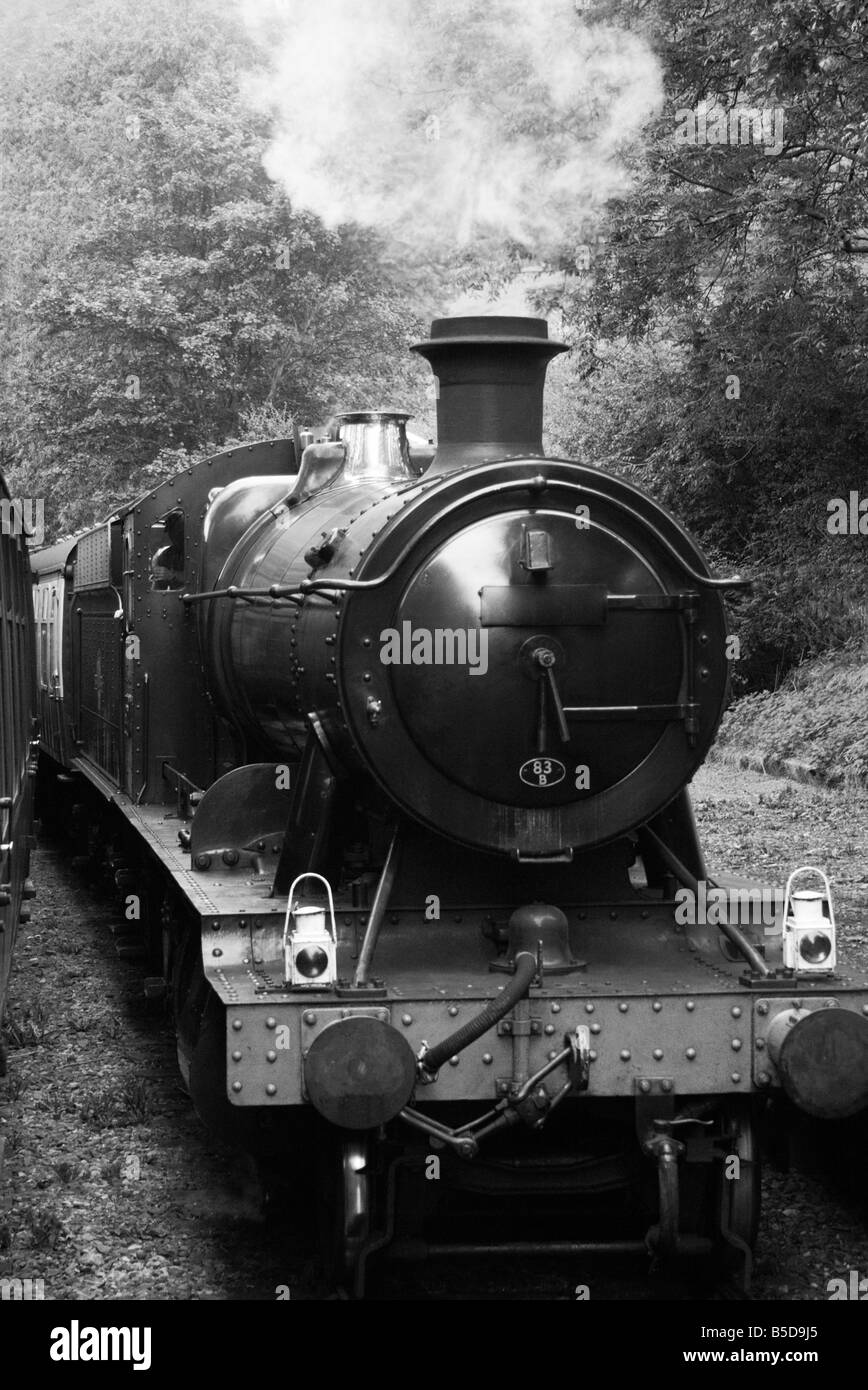 Un vintage restaurati treno a vapore, LLangollen a Corwen linea ferroviaria, il Galles. Regno Unito. Foto Stock