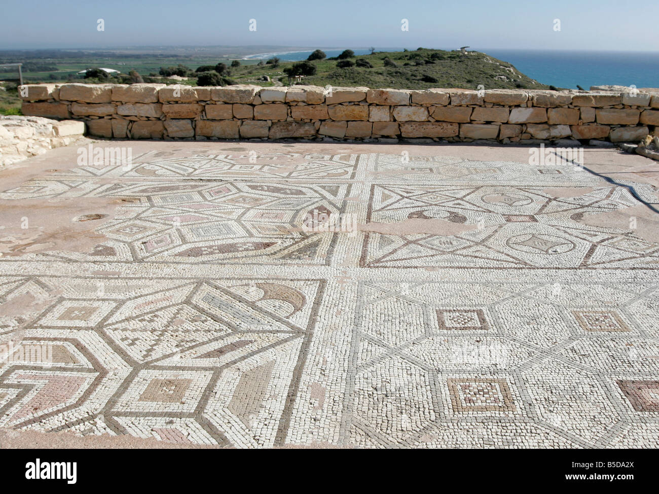 L antico sito di Kourion nella Cipro del Sud che si affaccia sul Mare Mediterraneo Foto Stock