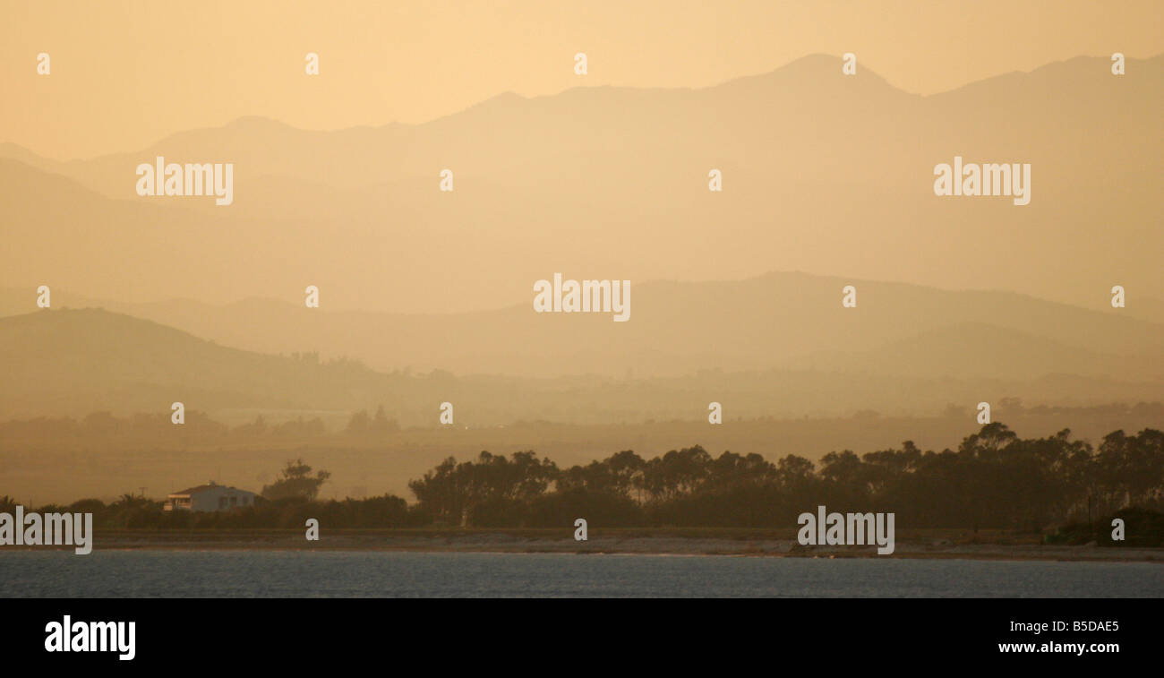 Tramonto e Misty Hills in Cipro Foto Stock