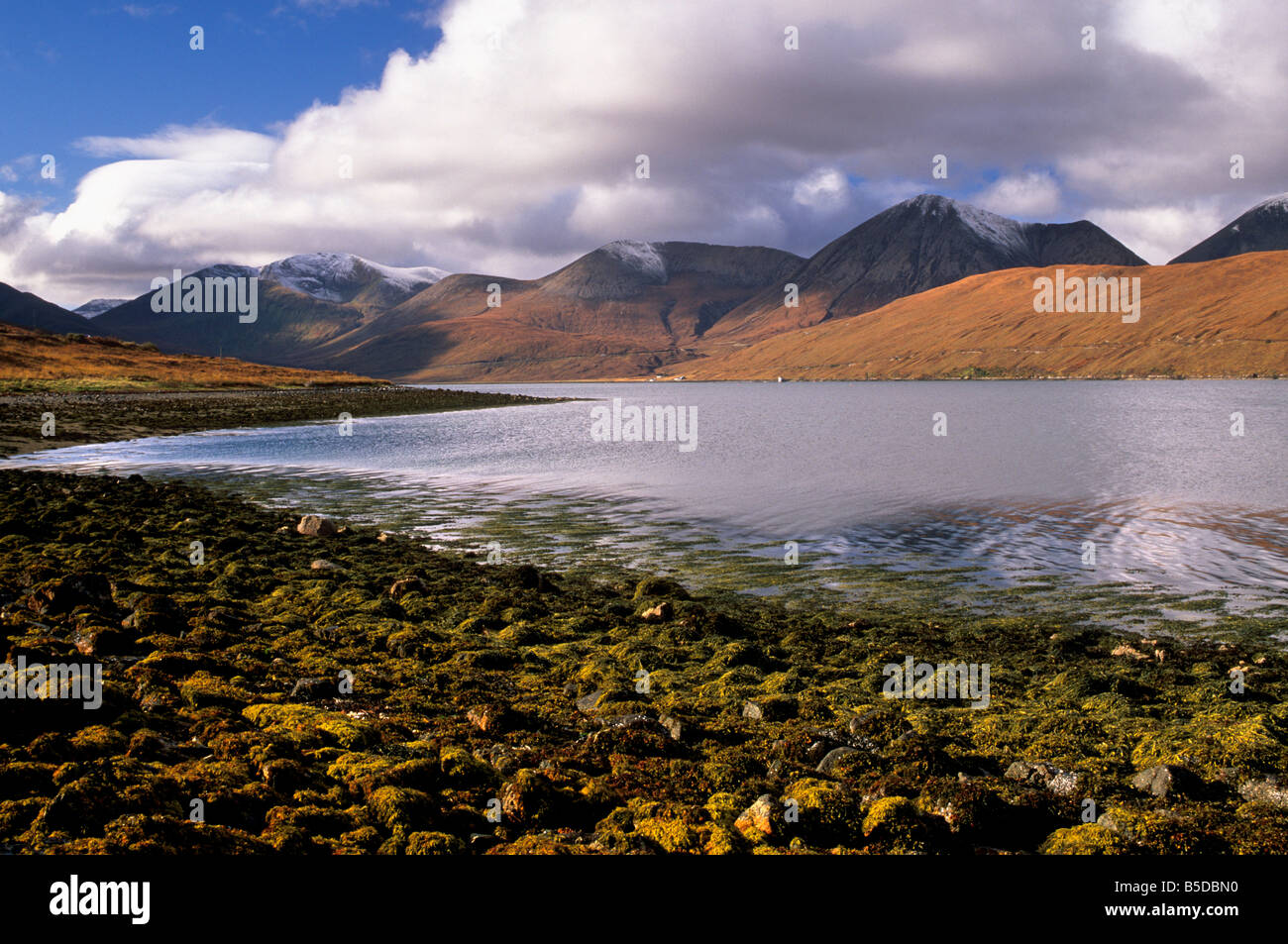Loch Hainort e Cuillins Rosso (Red Hills), Isola di Skye, Ebridi Interne, Scozia, Europa Foto Stock