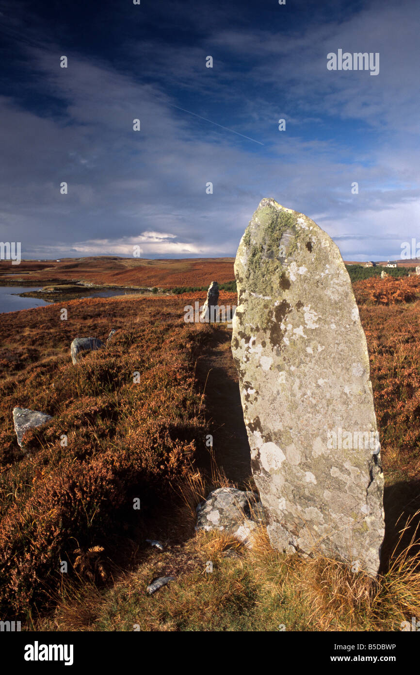 Pobull Fhinn stone circle, North Uist, Ebridi Esterne, Scozia, Europa Foto Stock